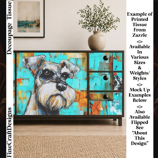 Colorful Abstract Schnauzer Dog FK4R Decoupage 薄葉紙