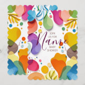Colorful Abstract Shapes Floral Boho Baby Shower 招待状 (正面/裏面)