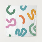 Colorful Abstract Shapes Pattern タペストリー (正面(横))