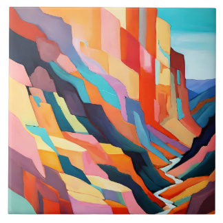 Colorful Abstract Southwestern Canyon Scenery タイル