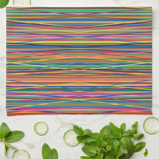 Colorful abstract stripes design キッチンタオル (折り畳み)