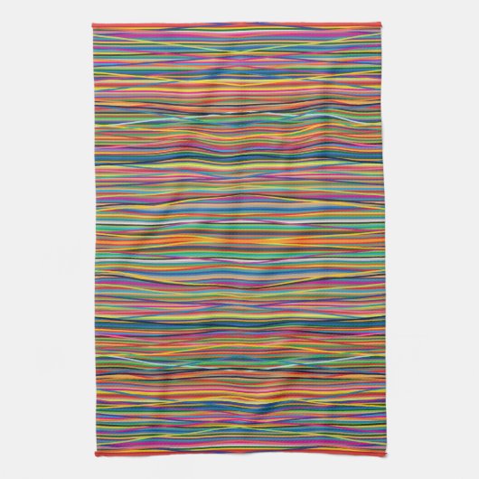 Colorful abstract stripes design キッチンタオル (縦)