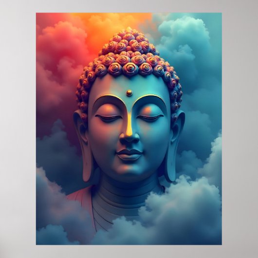 Colorful Abstract Surreal Art | Serene Buddha ポスター (正面)