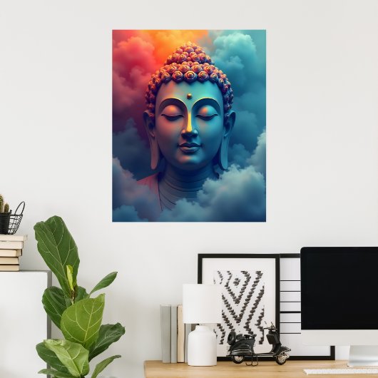 Colorful Abstract Surreal Art | Serene Buddha ポスター (ホームオフィス)