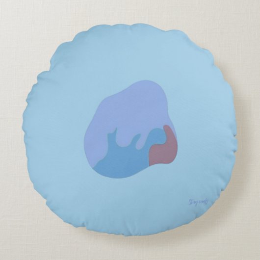 Colorful Abstract Throw Pillow - Blue Toned ラウンドクッション (正面)