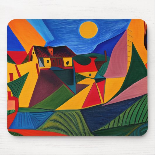 Colorful abstract village landscape マウスパッド (正面)