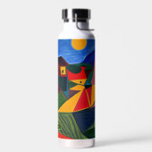 Colorful abstract village landscape personalized ウォーターボトル (左面)