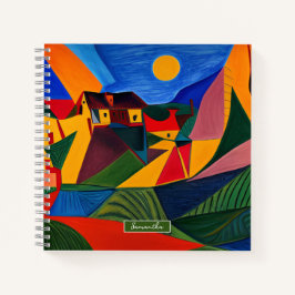 Colorful abstract village landscape personalized  ノートブック