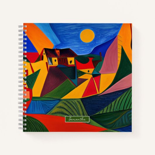 Colorful abstract village landscape personalized  ノートブック (正面)