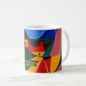 Colorful Abstract Village Mug Unique Artistic Gift コーヒーマグカップ (正面右)