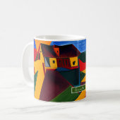 Colorful Abstract Village Mug Unique Artistic Gift コーヒーマグカップ (正面左)