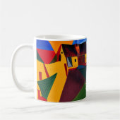 Colorful Abstract Village Mug Unique Artistic Gift コーヒーマグカップ (左)