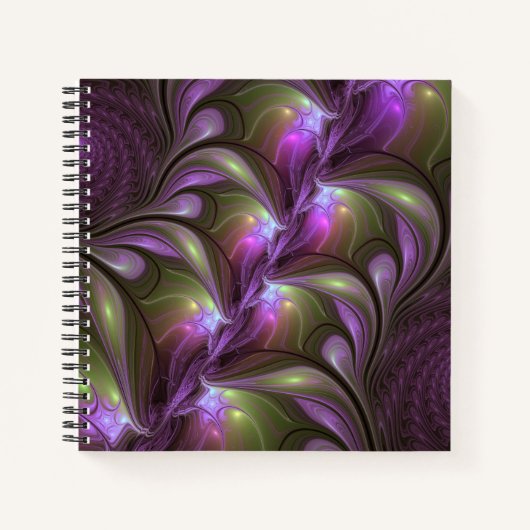 Colorful Abstract Violet Purple Khaki Fractal Art ノートブック (正面)