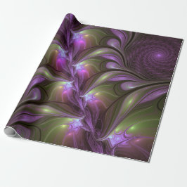 Colorful Abstract Violet Purple Khaki Fractal Art ラッピングペーパー