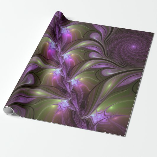 Colorful Abstract Violet Purple Khaki Fractal Art ラッピングペーパー (アンロールド)