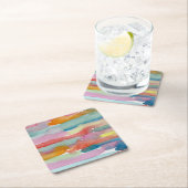 Colorful Abstract Watercolor Drink Coasters スクエアペーパーコースター (インサイチュ)