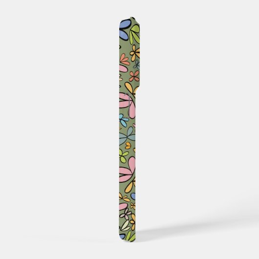 Colorful Abstract Wildflower Garden iPhoneケース (右側面)