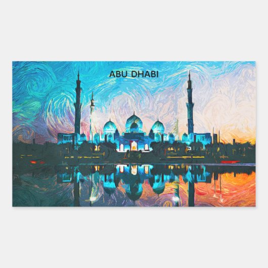 Colorful Abu Dhabi UAE Oil Paint 長方形シール (正面)