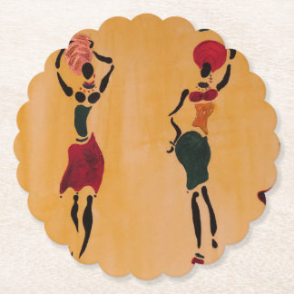 Colorful Africa art with women ペーパーコースター