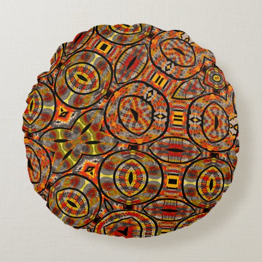 Colorful African fabric - Seamless pattern, illust ラウンドクッション (正面)