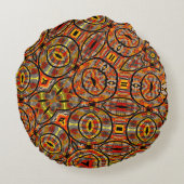 Colorful African fabric - Seamless pattern, illust ラウンドクッション (裏面)