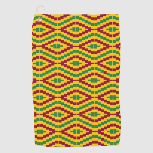Colorful African Kente Pattern ゴルフタオル (正面)