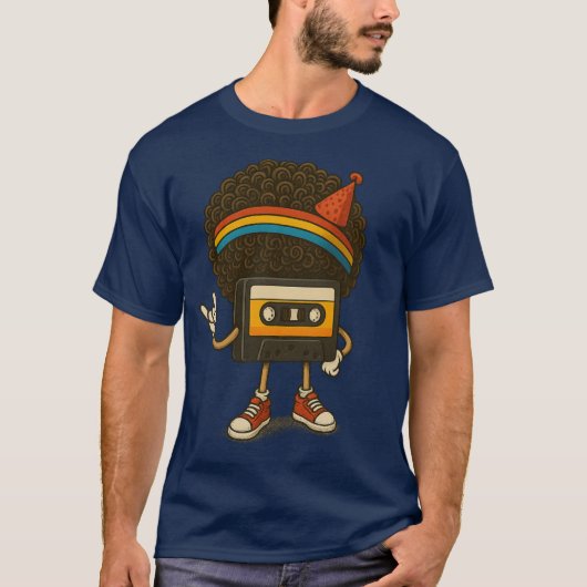 Colorful Afro Cassette Character Sticker Tシャツ (正面)