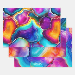 Colorful Agate Abstract with Swirling Layers ラッピングペーパーシート