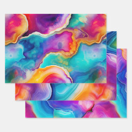 Colorful Agate Abstract with Swirling Layers ラッピングペーパーシート