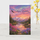 Colorful Alaska Landscape Birthday カード (黄色い花)