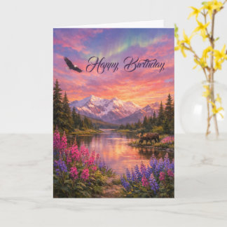 Colorful Alaska Landscape Birthday カード