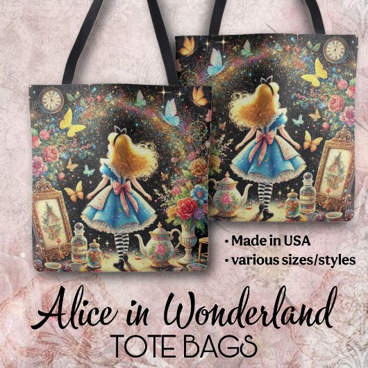 Colorful Alice In Wonderland Fantasy Art トートバッグ