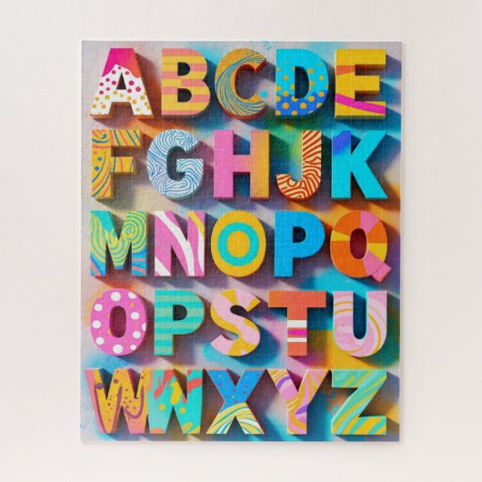 Colorful Alphabet Puzzle with Missing Letters ジグソーパズル (縦)