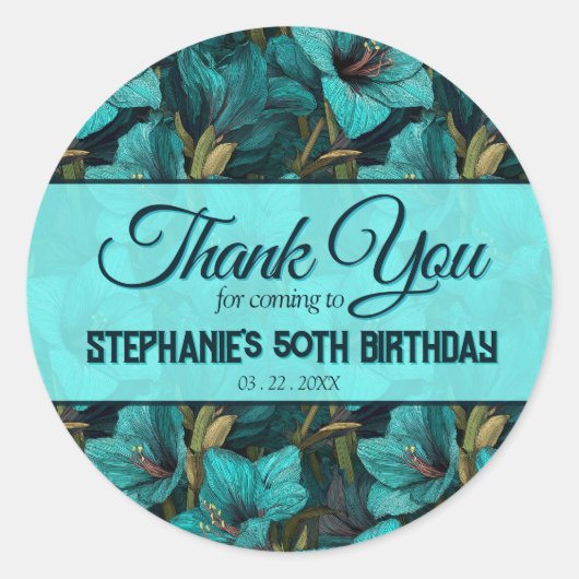 Colorful Amaryllis 21St Birthday Party ラウンドシール (正面)