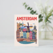 Colorful Amsterdam Cityscape ポストカード (スタンド正面)