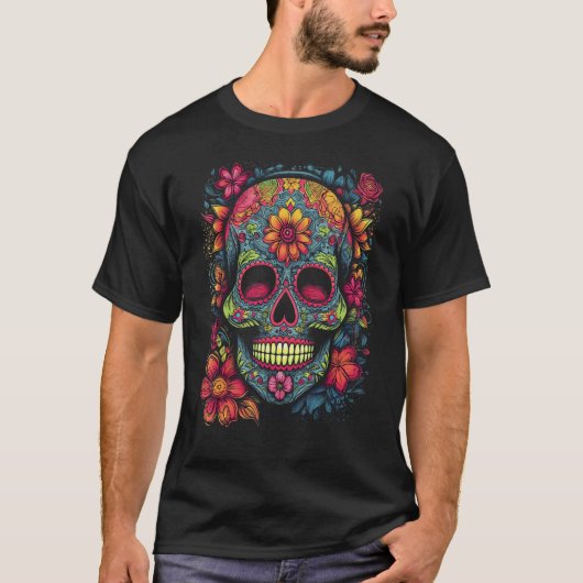 Colorful and Beautiful Sugar Skull Tシャツ (正面)