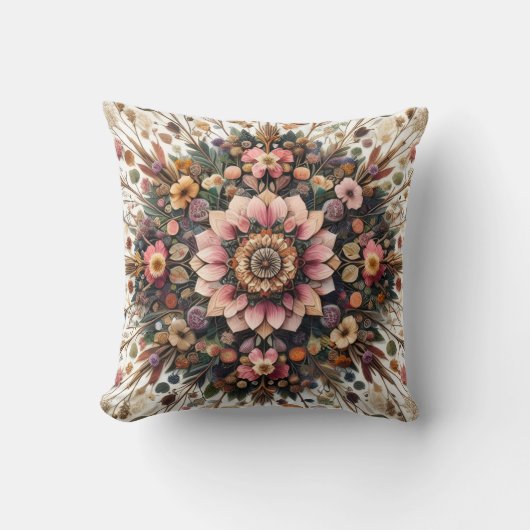 Colorful and Floral Throw Pillows クッション (正面)