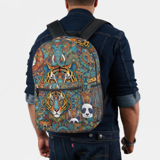 Colorful Animal Mandala Backpack – Boho Animal プリントバックパック