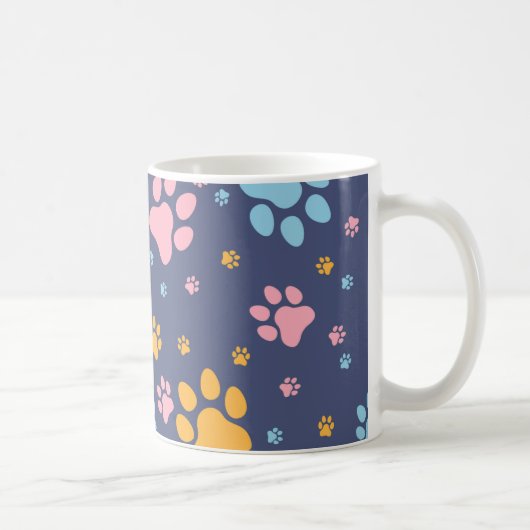Colorful Animal Paw Prints Pattern コーヒーマグカップ (右)