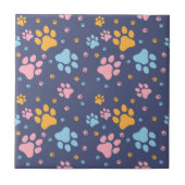 Colorful Animal Paw Prints Pattern タイル (正面)