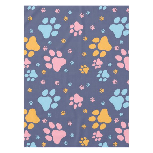 Colorful Animal Paw Prints Pattern テーブルクロス (正面)