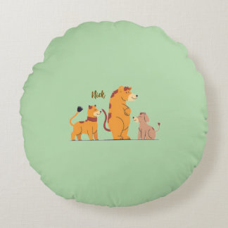 Colorful Animal Print Throw Pillow ラウンドクッション