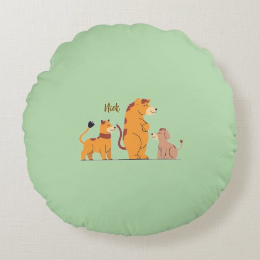 Colorful Animal Print Throw Pillow ラウンドクッション (正面)