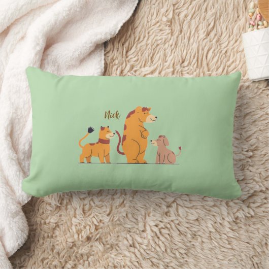 Colorful Animal Print Throw Pillow ランバークッション (ブランケット)