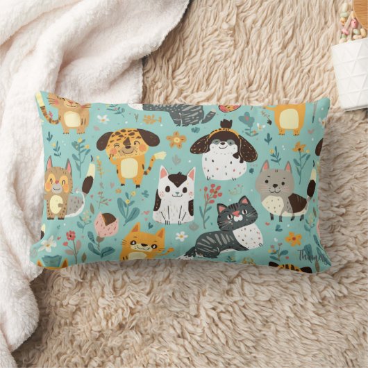 Colorful Animal Print Throw Pillow Case ランバークッション (ブランケット)