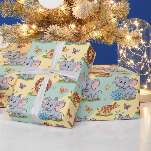 Colorful animal-themed wrapping paper ラッピングペーパー