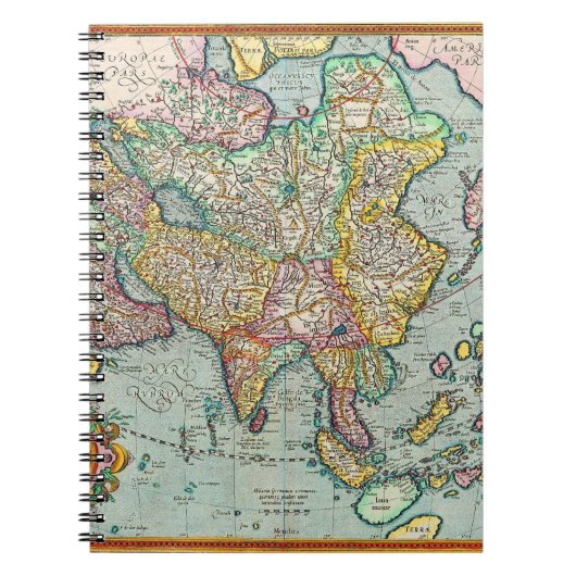 Colorful Antique Asia Map Notebook ノートブック (正面)