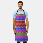 Colorful apron featuring a vibrant zigzag pattern  エプロン (着用した状態)
