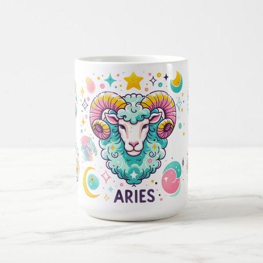 Colorful Aries Zodiac Astrology Sign コーヒーマグカップ (中央)