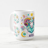 Colorful Aries Zodiac Astrology Sign コーヒーマグカップ (正面左)